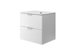 3xE Living Meuble vasque, Blanc, 60 x 57 x 46 cm, poignée argentée, sans plateau
