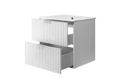 3xE Living Meuble vasque, Blanc, 60 x 57 x 46 cm, poignée argentée, sans plateau