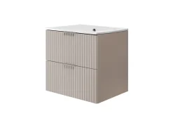 3xE Living Meuble vasque, Cachemire, 60 x 57 x 46 cm, poignée argentée, sans plateau