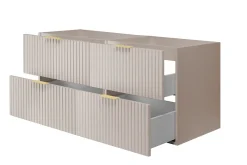 Lave-Mains|3xE Living Meuble vasque, Cachemire, 120 (2 x 60) x 57 x 46 cm, poignée dorée, sans plateau