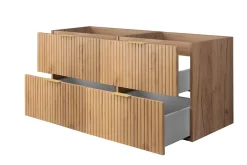 Lave-Mains|3xE Living Meuble vasque, Chêne Craft, 120 (2 x 60) x 57 x 46 cm, poignée dorée, sans plateau