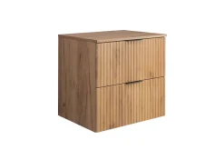 Lave-Mains|3xE Living Meuble vasque, Chêne Craft, 60 x 57 x 46 cm, poignée noire + Plan de travail