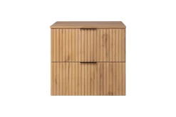 Lave-Mains|3xE Living Meuble vasque, Chêne Craft, 60 x 57 x 46 cm, poignée noire + Plan de travail