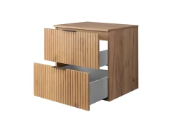 Lave-Mains|3xE Living Meuble vasque, Chêne Craft, 60 x 57 x 46 cm, poignée noire + Plan de travail