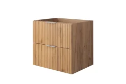 Lave-Mains|3xE Living Meuble vasque, Chêne Craft, 60 x 57 x 46 cm, poignée argentée, sans plateau