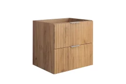 Lave-Mains|3xE Living Meuble vasque, Chêne Craft, 60 x 57 x 46 cm, poignée argentée, sans plateau