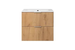 Lave-Mains|3xE Living Meuble vasque, Chêne Craft, 60 x 57 x 46 cm, poignée argentée, sans plateau