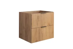 3xE Living Meuble vasque, Chêne Craft, 60 x 57 x 46 cm, poignée noire, sans plateau