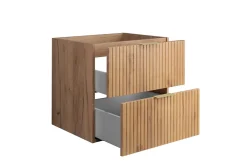 Lave-Mains|3xE Living Meuble vasque, Chêne Craft, 60 x 57 x 46 cm, poignée dorée, sans plateau