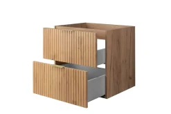 Lave-Mains|3xE Living Meuble vasque, Chêne Craft, 60 x 57 x 46 cm, poignée dorée, sans plateau