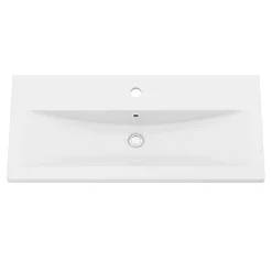 GoodHome Meuble vasque faible profondeur effet bois avec porte-serviette l.85 x H.82 x P.36 cm Maza + plan vasque céramique Nira,