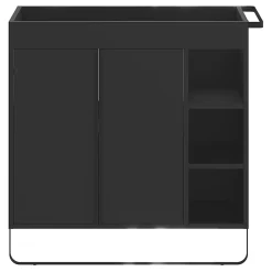Meuble De Salle De Bains Faible Profondeur|Meuble Vasque|GoodHome Meuble vasque faible profondeur noir avec porte-serviettes l.85 x H.82 x P.36 cms + plan vasque blanc résine, Maza