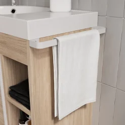 GoodHome Meuble vasque faible profondeur effet bois avec porte-serviettes l.65 x H.82 x P.36 cm Maza + plan vasque résine, Maza