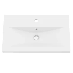 GoodHome Meuble vasque faible profondeur blanc avec porte-serviettes l.65 x H.82 x P.36 cm Maza + plan vasque céramique blanc Nira,