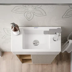 Lave-Mains|Bernstein Meuble vasque Gris soie de salle de bain 55x24x59cm (LxPxH) 1 porte à droite + 2 cases rangement - BELDIVO