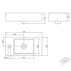 Bernstein Meuble vasque Gris soie de salle de bain 55x24x59cm (LxPxH) 1 porte à gauche + 2 cases rangement - BELDIVO