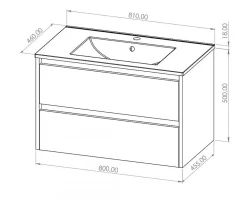 Meuble Vasque|Sanitaire Meuble vasque JUPITER 3.0 Bleu Canard 80 cm - SANS miroir