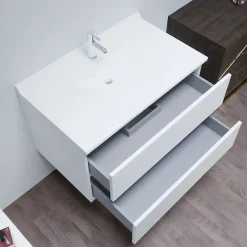 Meuble Vasque|Cuisibane Meuble vasque L 90cm P 55cm ROMY - Blanc brillant