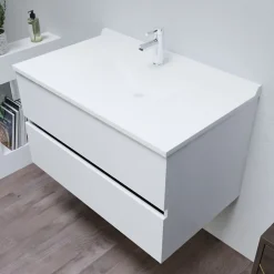 Meuble Vasque|Cuisibane Meuble vasque L 90cm P 55cm ROMY - Blanc brillant