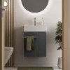 Lave-Mains|Bernstein Meuble vasque lave-main Anthracite mat 45x35x50cm (LxPxH) 1 tiroir + rangement droite + poignée Chrome - COMPACT450