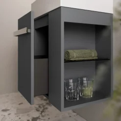 Lave-Mains|Bernstein Meuble vasque lave-main Anthracite mat 45x35x50cm (LxPxH) 1 tiroir + rangement droite + poignée Chrome - COMPACT450