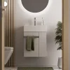 Bernstein Meuble vasque lave-main Blanc mat 45x35x50cm (LxPxH) 1 tiroir + rangement droite + poignée Chrome - COMPACT450