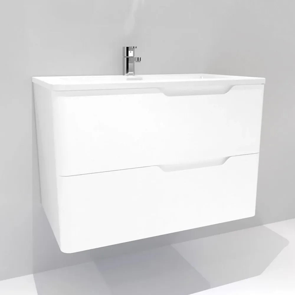 Meuble Vasque|Sanitaire Meuble vasque LUNA Blanc brillant 80 cm - SANS miroir