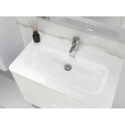Meuble Vasque|Sanitaire Meuble vasque LUNA Blanc brillant 80 cm - SANS miroir