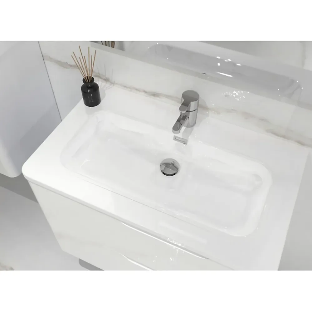Meuble Vasque|Sanitaire Meuble vasque LUNA Blanc brillant 80 cm - SANS miroir
