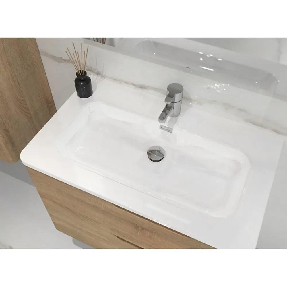 Meuble Vasque|Sanitaire Meuble vasque LUNA Bois Clair 80 cm - SANS miroir