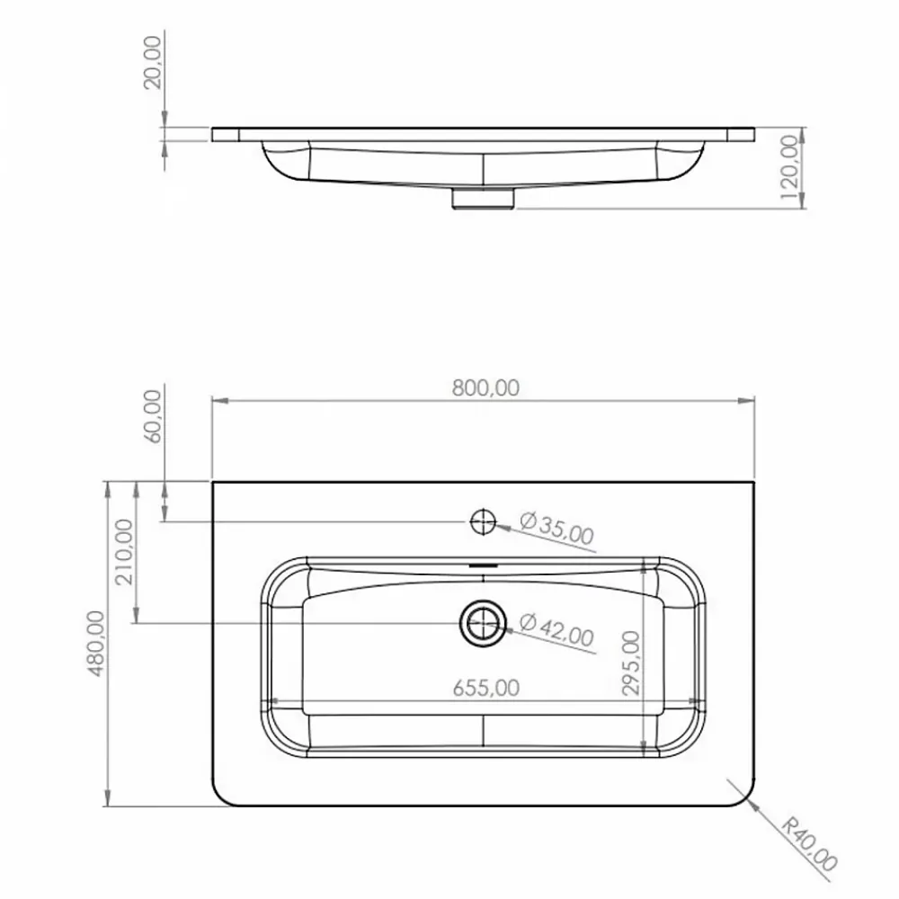Meuble Vasque|Sanitaire Meuble vasque LUNA Bois Clair 80 cm - SANS miroir
