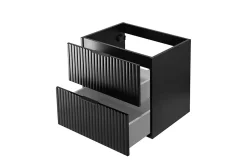 3xE Living Meuble vasque, Noir, 60 x 57 x 46 cm, poignée noire, sans plateau