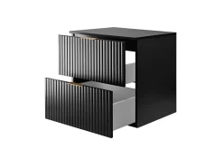 3xE Living Meuble vasque, Noir Mat, 60 x 57 x 46 cm, poignée dorée + Plan de travail