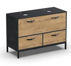 Meuble Sous-Vasque|Pegane Meuble vasque pour salle de bain coloris imitation marbre, chêne - Longueur 120 x Profondeur 50 x hauteur 80 cm