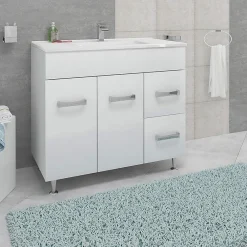 Meuble Vasque|Saniverre Meuble vasque sur pieds MADRID - simple vasque Blanc L. 100 cm -