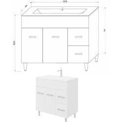 Meuble Vasque|Saniverre Meuble vasque sur pieds MADRID - simple vasque Blanc L. 100 cm -