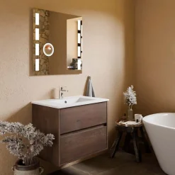 Ensemble Meuble De Salle De Bains|Cuisibane Meuble vasque suspendu ALIXIA 70 cm + miroir Excell Plus