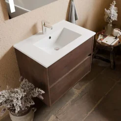 Ensemble Meuble De Salle De Bains|Cuisibane Meuble vasque suspendu ALIXIA 70 cm + miroir Excell Plus
