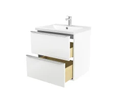 Meuble Vasque|Cooke & Lewis Meuble vasque suspendu blanc brillant l.60 cm Imandra + plan vasque blanc céramique Nira, GoodHome