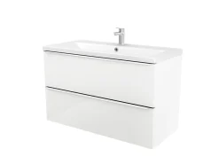 Meuble Vasque|GoodHome Meuble vasque suspendu blanc brillant l.80 cm Imandra + plan vasque blanc céramique Nira,