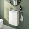 Homesight Meuble vasque suspendu blanc mat l.44 cm Imandra + plan vasque effet marbre blanc, GoodHome