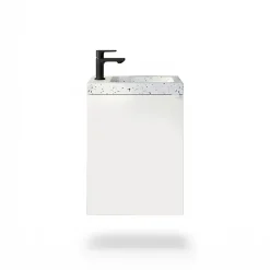 Homesight Meuble vasque suspendu blanc mat l.44 cm Imandra + plan vasque terrazzo, GoodHome