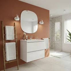 Meuble Vasque|GoodHome Meuble vasque suspendu blanc brillant l.60 cm Imandra + plan vasque blanc céramique Lana,