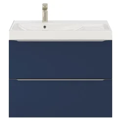 Meuble Vasque|GoodHome Meuble vasque suspendu bleu nuit mat l.80 cm Imandra + plan vasque blanc résine Mila,