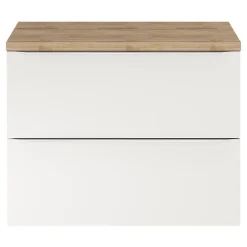 Meuble Vasque|Meuble Buanderie|GoodHome Meuble vasque suspendu blanc brillant l.80 cm Imandra + plan de toilette effet chêne,