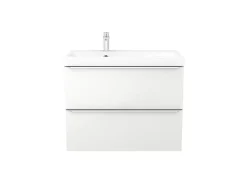 GoodHome Meuble vasque suspendu blanc brillant l.80 cm Imandra + plan vasque blanc résine Mila,