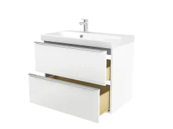GoodHome Meuble vasque suspendu blanc brillant l.80 cm Imandra + plan vasque blanc résine Mila,
