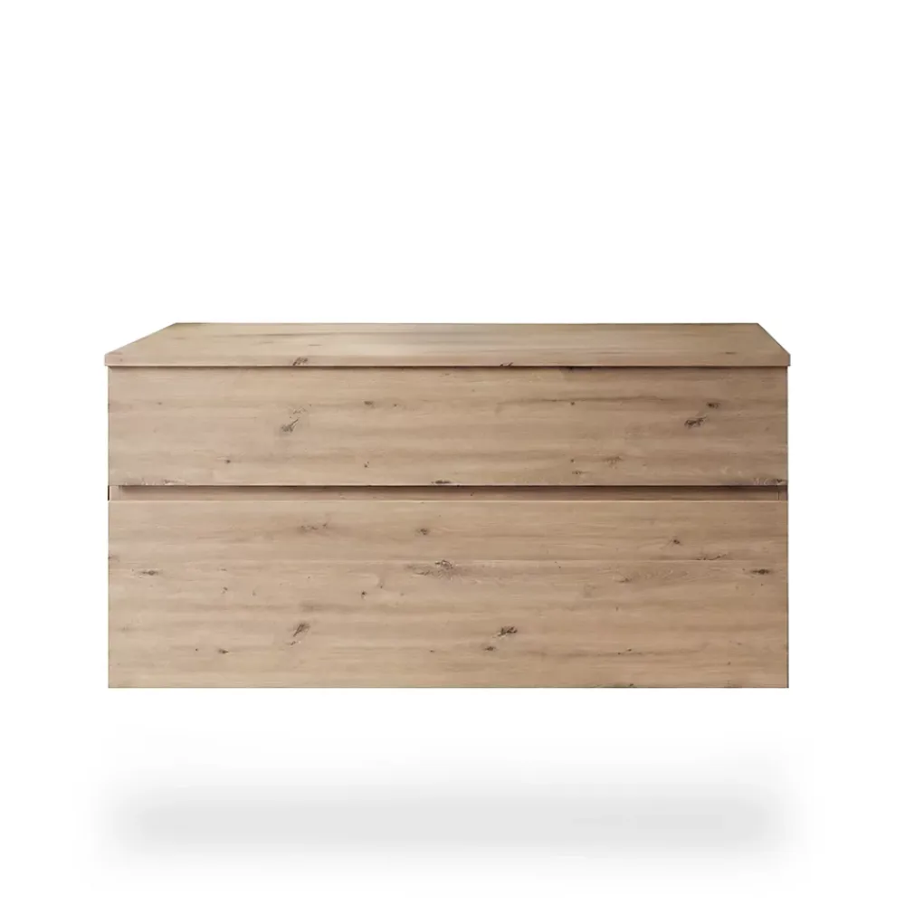 Meuble vasque suspendu effet chêne artisan l.120 cm + plan de toilette, Calao