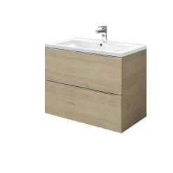 Meuble Vasque|GoodHome Meuble vasque suspendu effet chêne l.80 cm Imandra + plan vasque blanc céramique Nira,