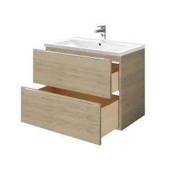 Meuble Vasque|GoodHome Meuble vasque suspendu effet chêne l.80 cm Imandra + plan vasque blanc céramique Nira,